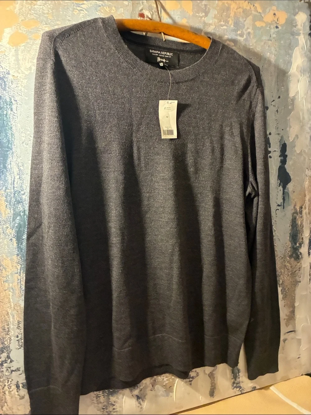 NWT Banana Republic Men's Sweater -Size M  Gray Italian Merino Wool by Bafuffo